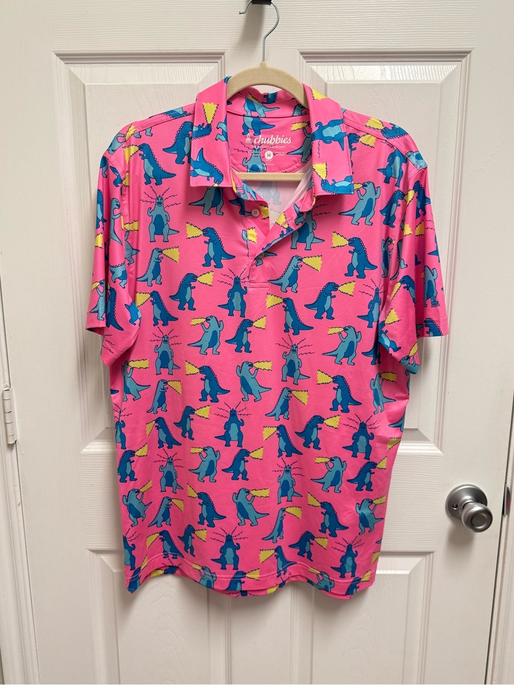 Chubbies Pink Hear Me Roar Dinosaur Polo